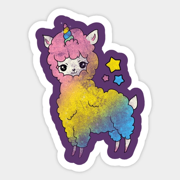 unicorn llama shirt, womens tshirt,unicorn,llama,pastel unicorn,vintage,pastel llama,unicorn lover,llama lover,kawaii unicorn,kawaii llama Sticker by theglaze